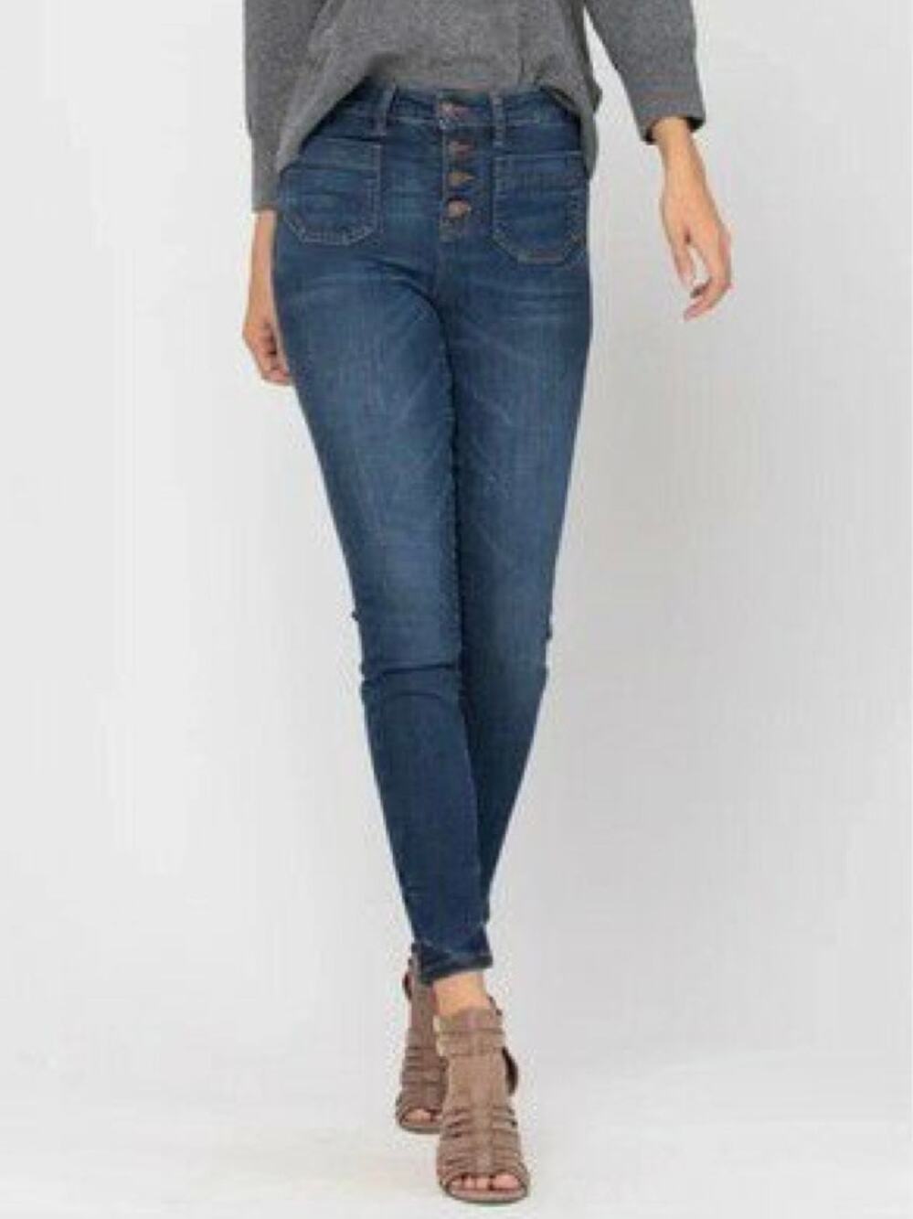Judy Blue Skinny Fit Jeans Patch Pocket - Button Fly Womens Size 9/29 EUC *88134